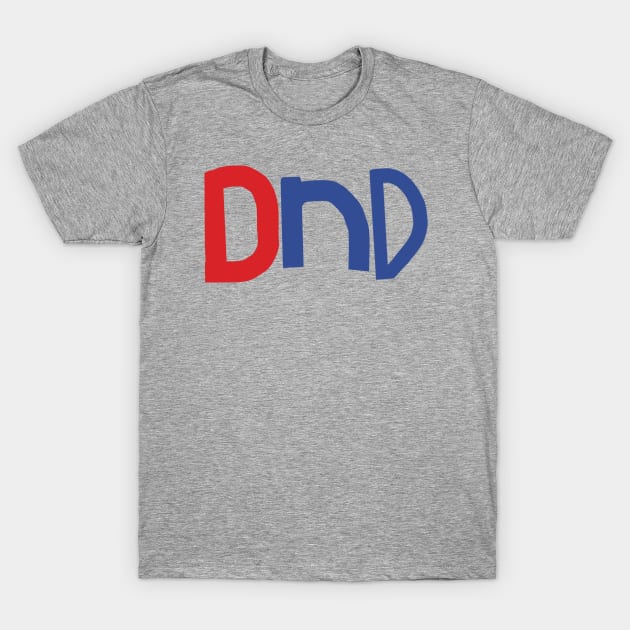 DND Typography in Red and Blue T-Shirt by ellenhenryart